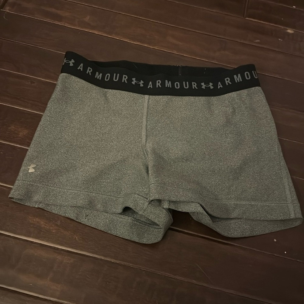 Under Armour, gray spandex, comfortable workout shorts